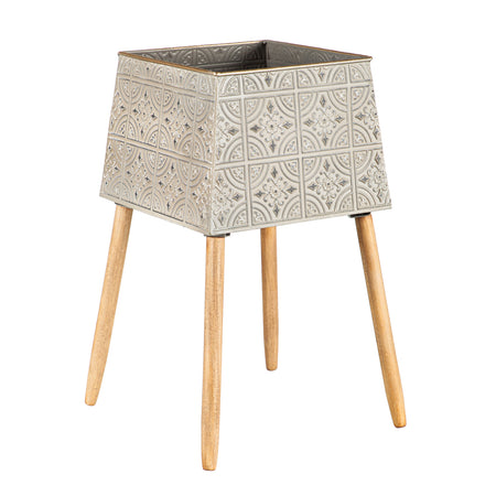 Stamped Metal Geometric Planter, 12in