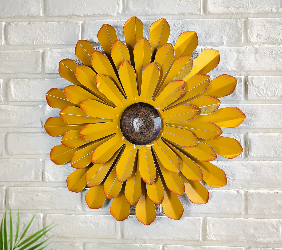 Metal Flower Wall Decor, Yellow Dahlia