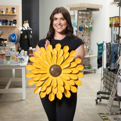 Metal Flower Wall Decor, Yellow Dahlia