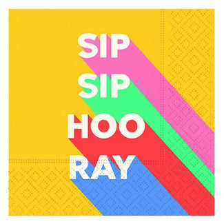 Cocktail Napkin, 20 Count, Sip Sip Hooray