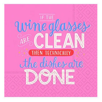 Cocktail Napkin, 20 Count, Wine Glasses Are Clean