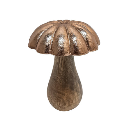 Metal and Mango Wood Mushroom Tabletop Decor 5.5in
