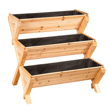 Load image into Gallery viewer, 3 Tiered Wood Garden Planters with Liners
