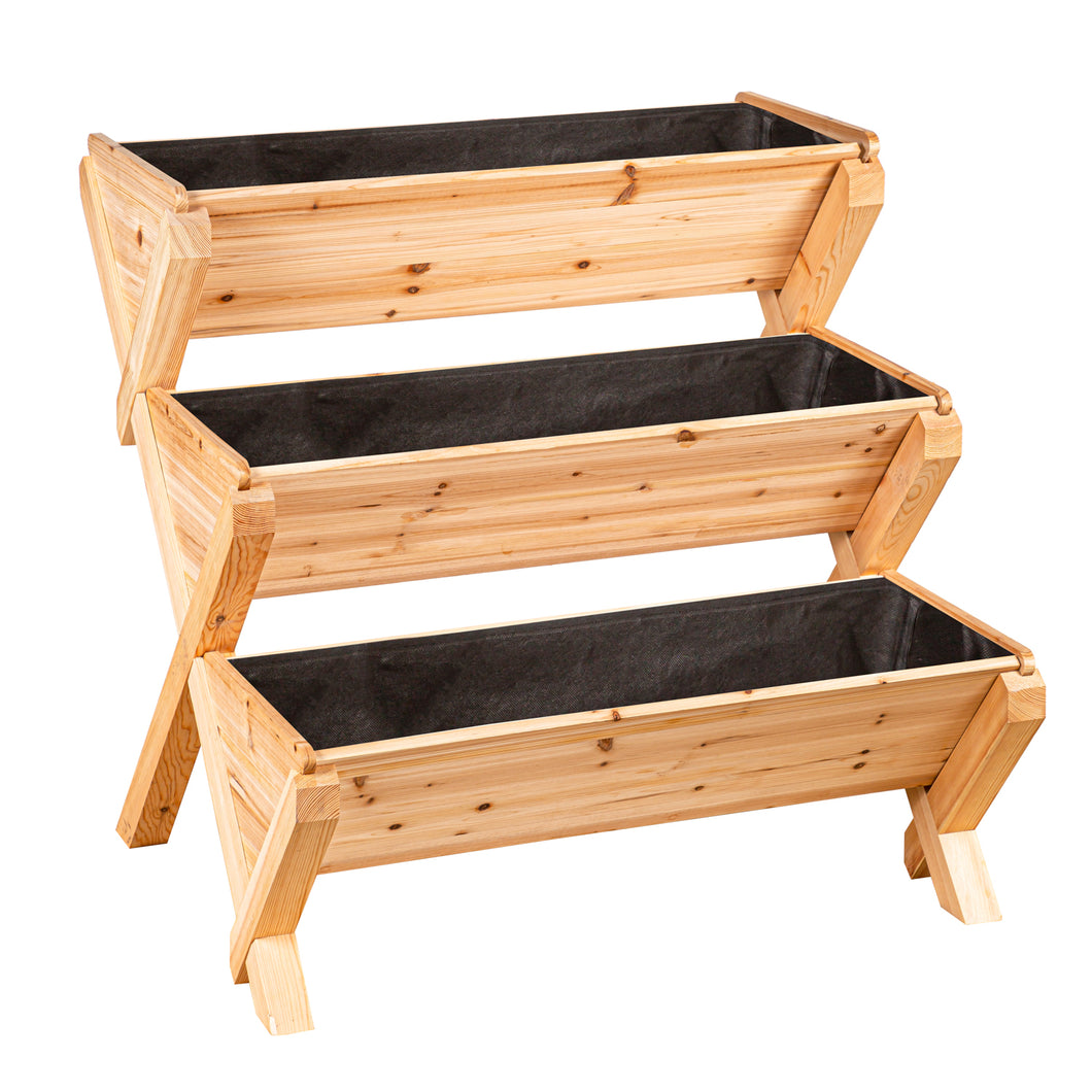 3 Tiered Wood Garden Planters with Liners