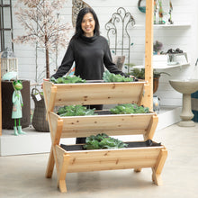 Load image into Gallery viewer, 3 Tiered Wood Garden Planters with Liners
