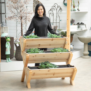 3 Tiered Wood Garden Planters with Liners