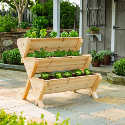 3 Tiered Wood Garden Planters with Liners