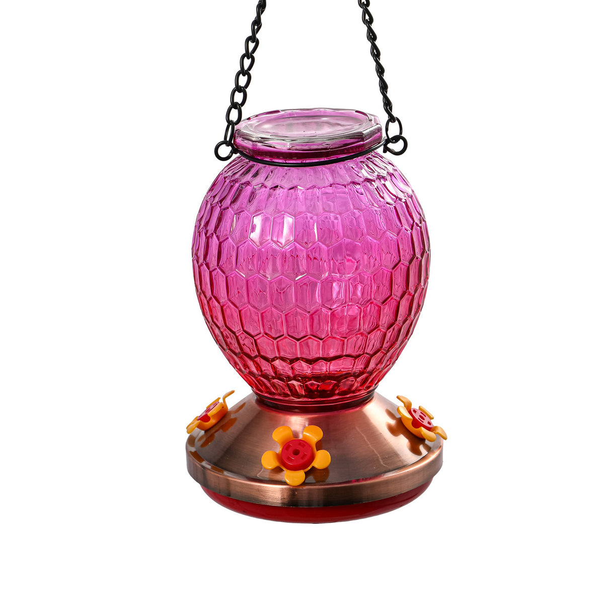 Bird Feeder, Hummingbird Glass Hanging 4 Asst