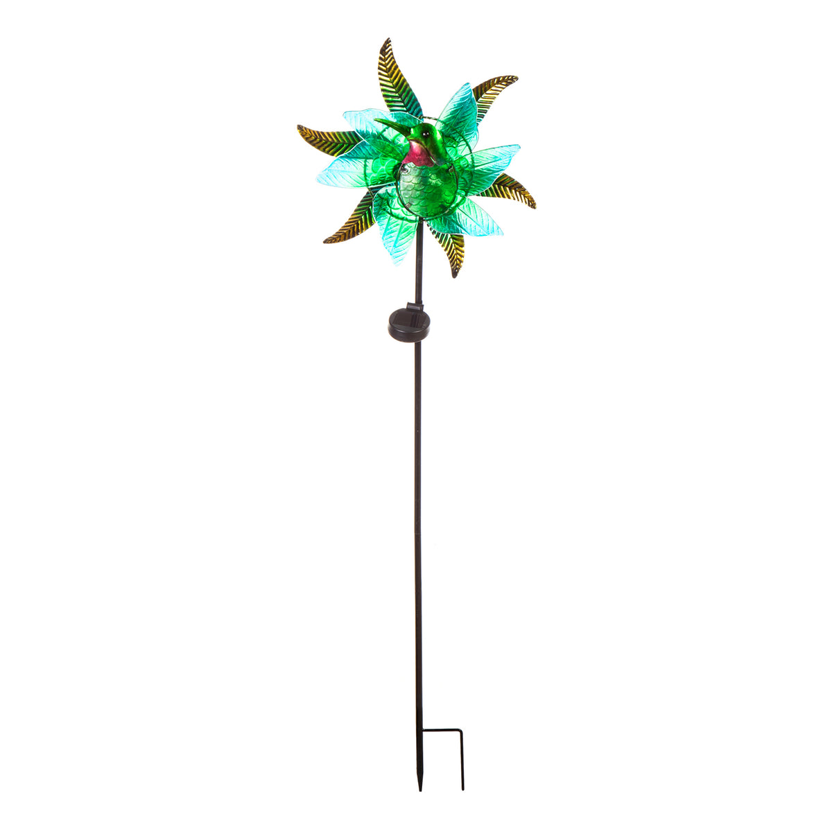 Solar Spinner Glass Hummingbird Garden Stake, 48in