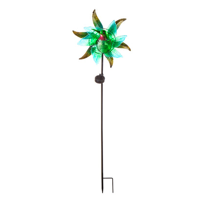 Solar Spinner Glass Hummingbird Garden Stake, 48in