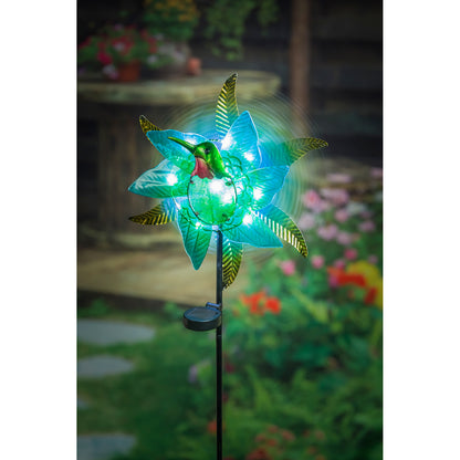Solar Spinner Glass Hummingbird Garden Stake, 48in
