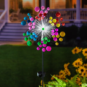 Solar Color Pop Wind Spinner Fiber Optic Stake