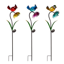 Load image into Gallery viewer, Solar Garden Stakes, Flower Birds 3 Asst
