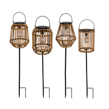 Load image into Gallery viewer, Solar Garden Stakes, Faux Rattan 4 Asst

