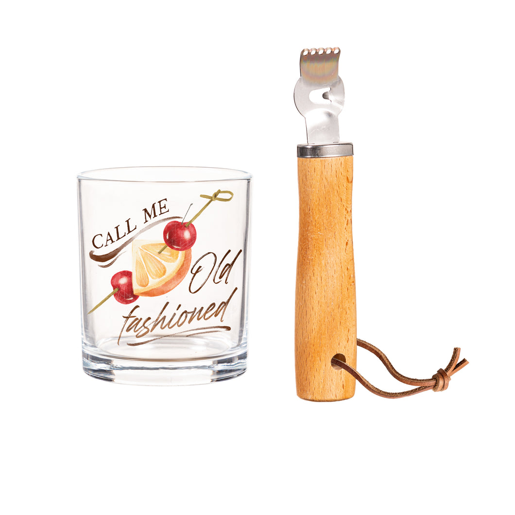 Whiskey Glass wih Citrus Zester, Old Fashioned