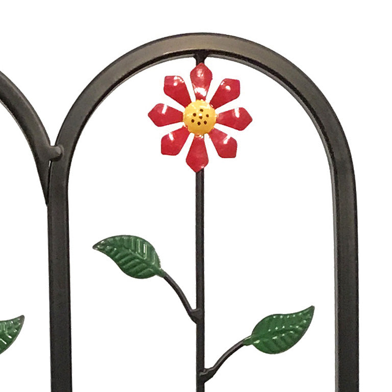 Metal Garden Edging, Red Flower, 3+1