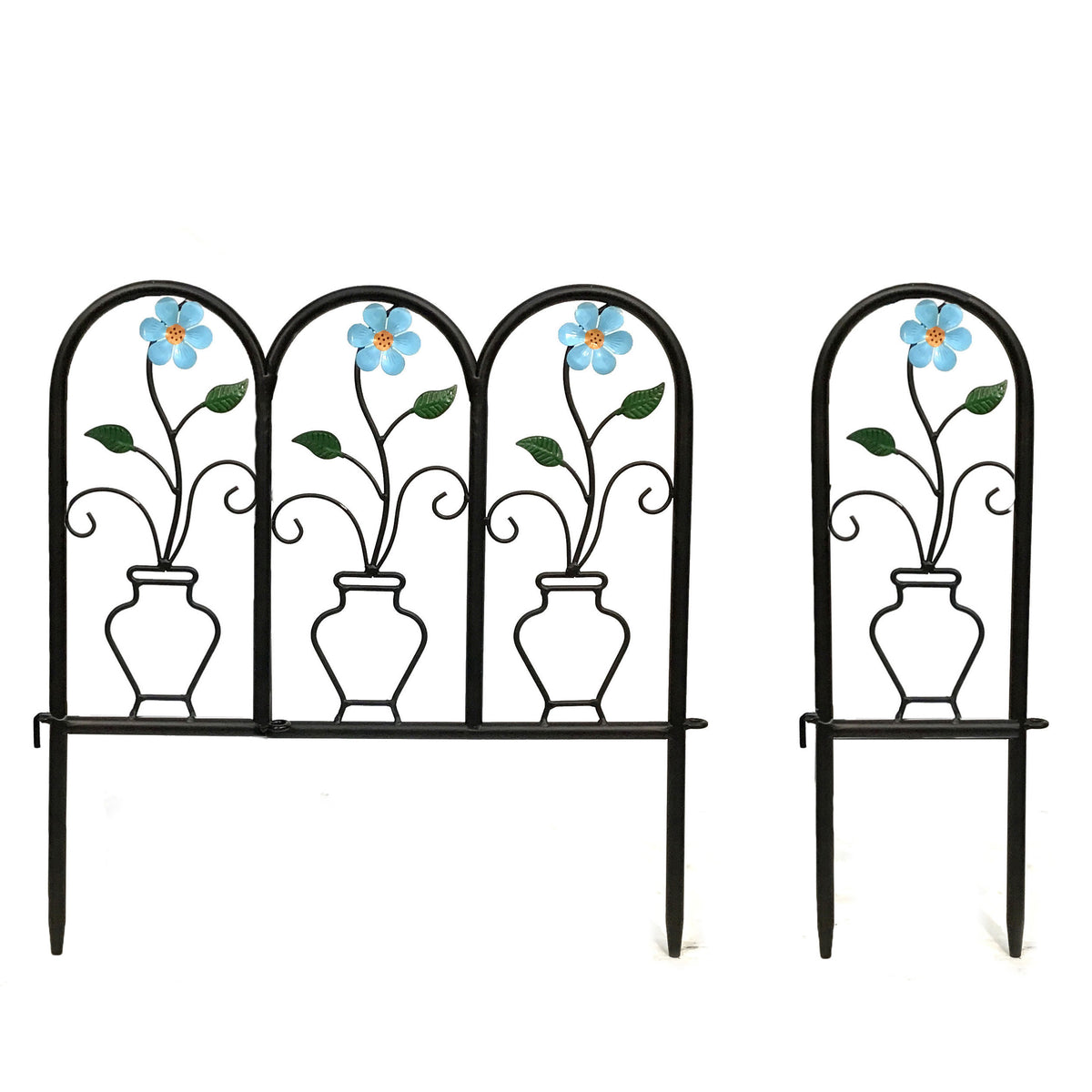 Metal Garden Edging, Blue Flower, 3+1