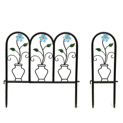Metal Garden Edging, Blue Flower, 3+1
