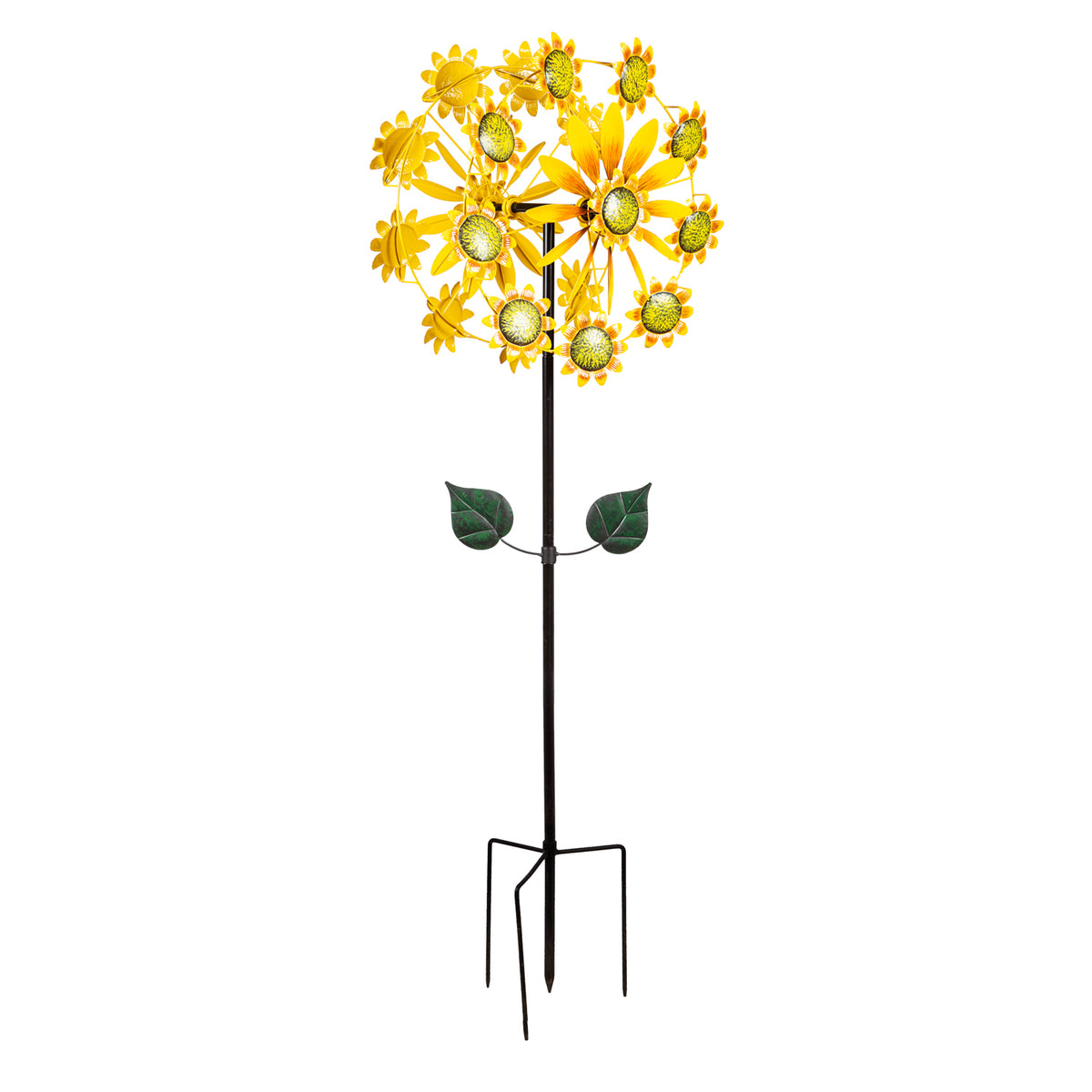 Double Sunflower Wind Spinner, 75in