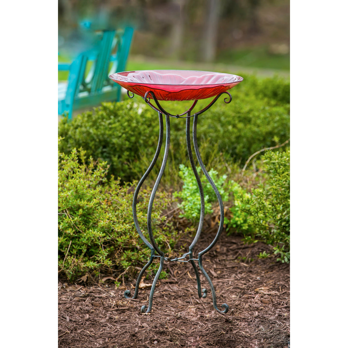 Bird Bath Stand, Metal Scroll