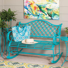 Load image into Gallery viewer, Metal Rocker Bench Turquoise
