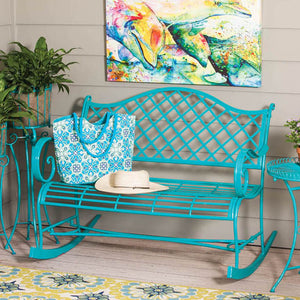 Metal Rocker Bench Turquoise