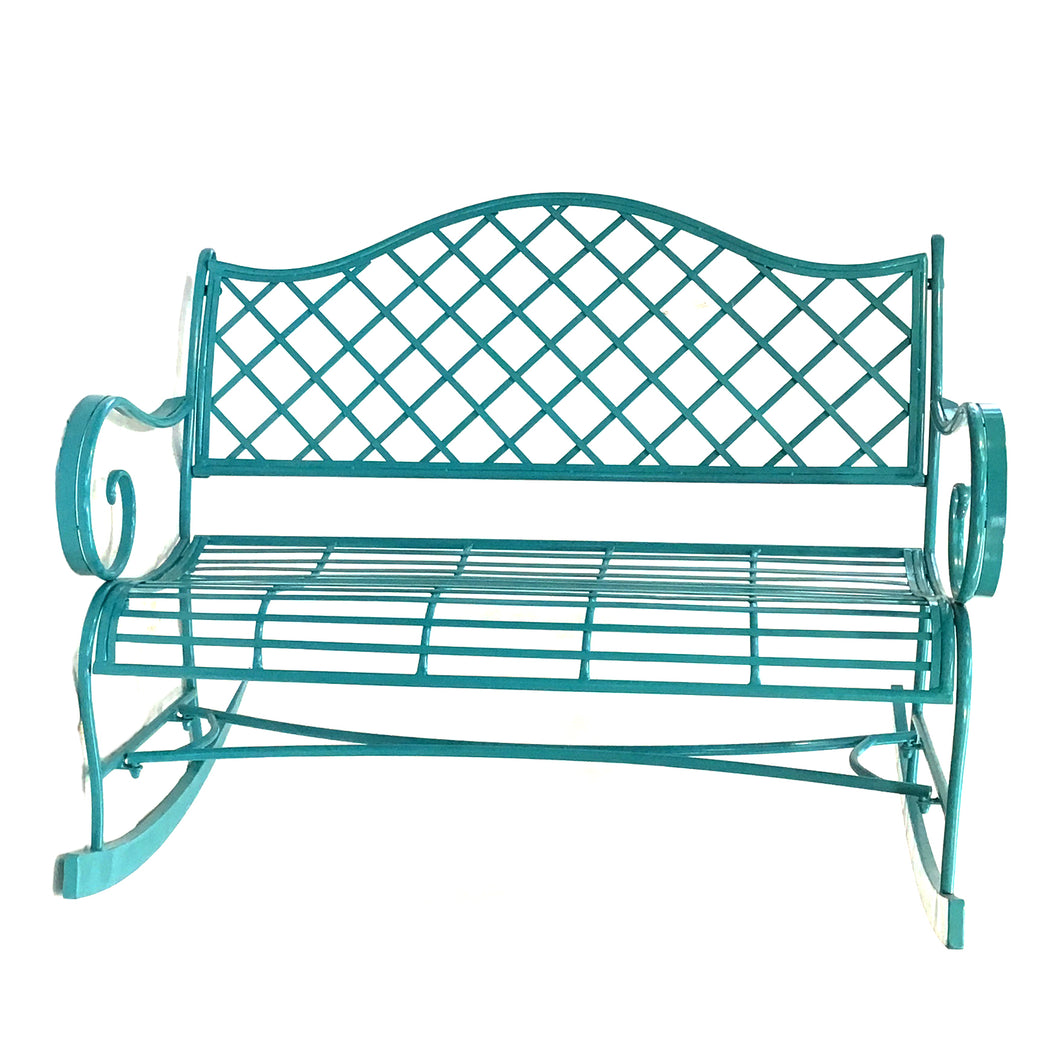 Metal Rocker Bench Turquoise