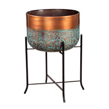 Load image into Gallery viewer, Pot w/Stand, Copper w/Patina, 15in
