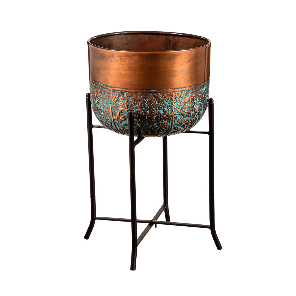 Pot w/Stand, Copper w/Patina, 12in