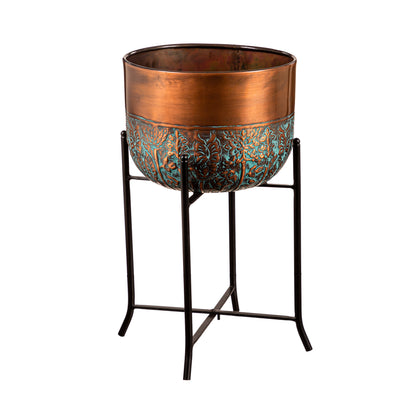 Pot w/Stand, Copper w/Patina, 12in