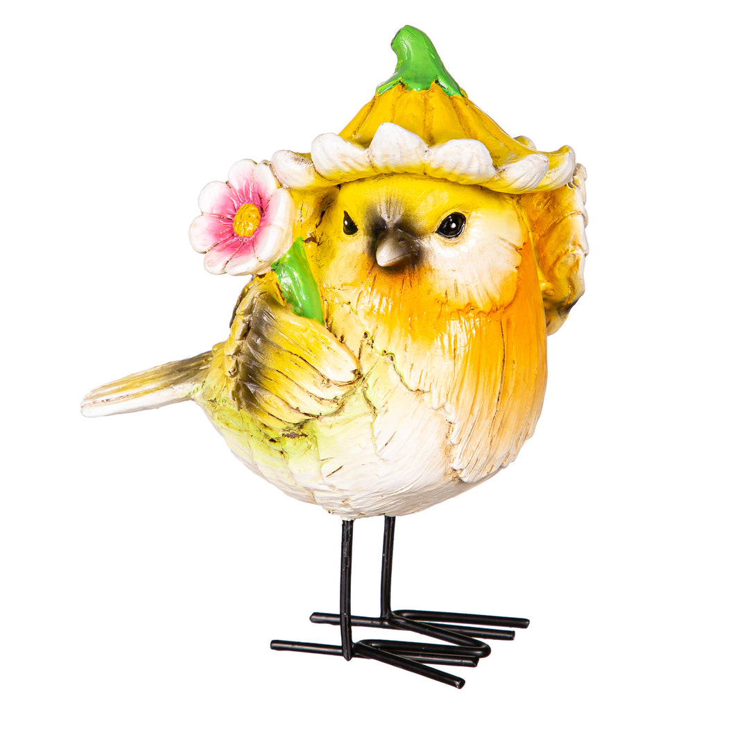 Decor, Resin Bird with Flower Hat Tabletop, 2 Asst