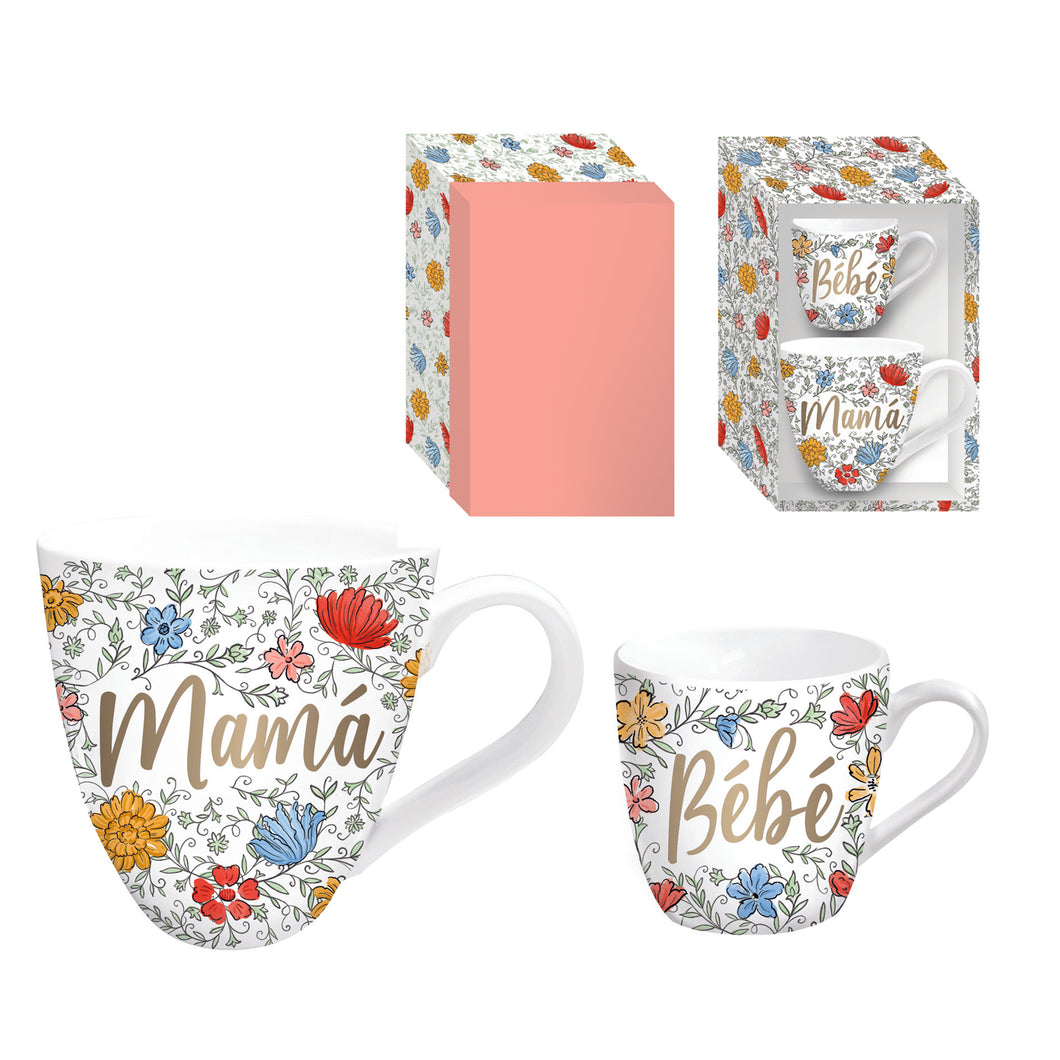 Ceramic Cup Gift Set, Mama & Bebe, 17oz and 7oz