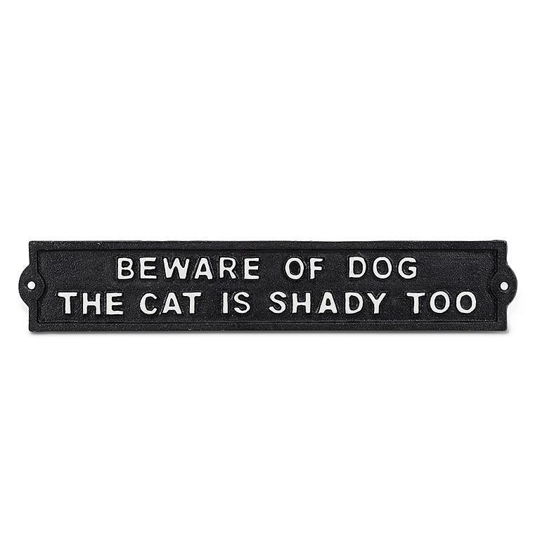 Beware of Dog and Shady Cat Metal Sign
