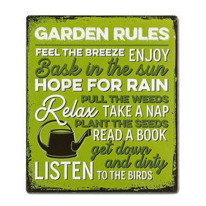 Garden Rules Metal Sign