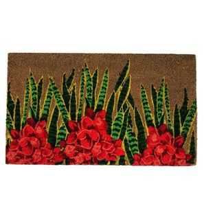 Door Mat, Red Tropical Floral