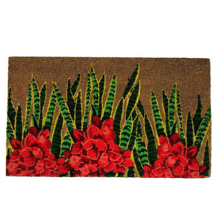 Door Mat, Red Tropical Floral