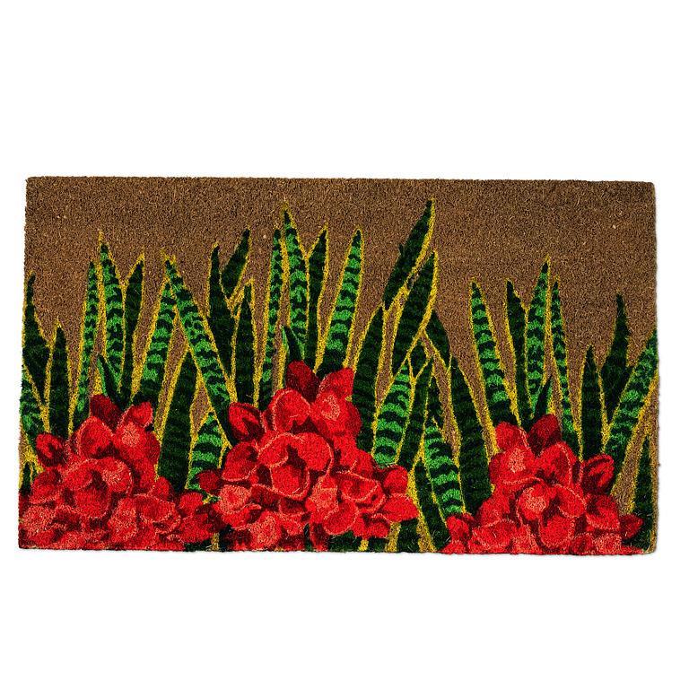 Door Mat, Red Tropical Floral