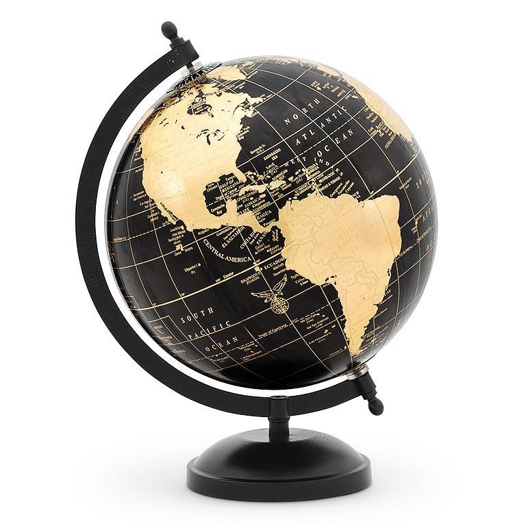 Black and Gold World Globe on Stand