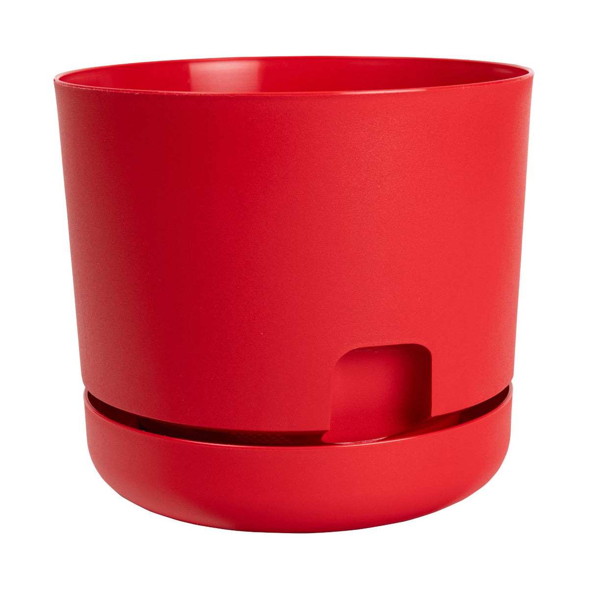 Planter, 8in Oasis Red Self-Watering with Saucer