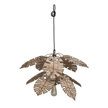 Banana Fiber Leaf and Brass Hanging Lamp