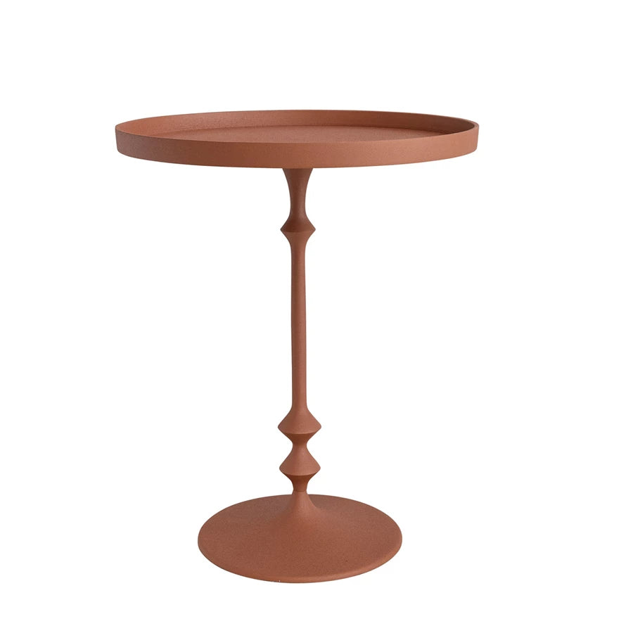 14in Round Metal Table, Matte Sienna