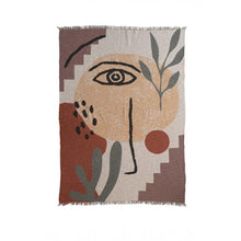 Load image into Gallery viewer, Cotton Throw with Abstract Face, 2 Styles
