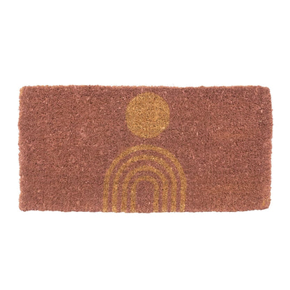 Coir Doormat with Rainbow and Circle, Mulberry