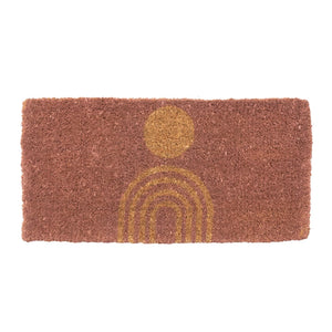 Coir Doormat with Rainbow and Circle, Mulberry