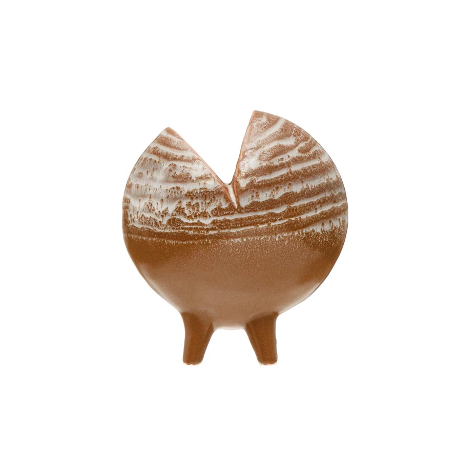 Stoneware Footed Pod Vase, Sienna Reactive Glaze