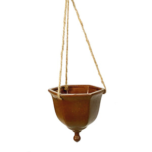 Hanging Stoneware Planter w/ Jute Hanger 3 Asst