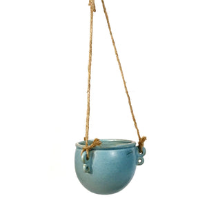 Hanging Stoneware Planter w/ Jute Hanger 3 Asst