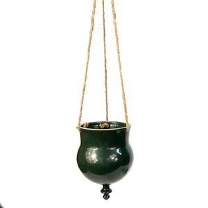 Hanging Stoneware Planter w/ Jute Hanger 3 Asst