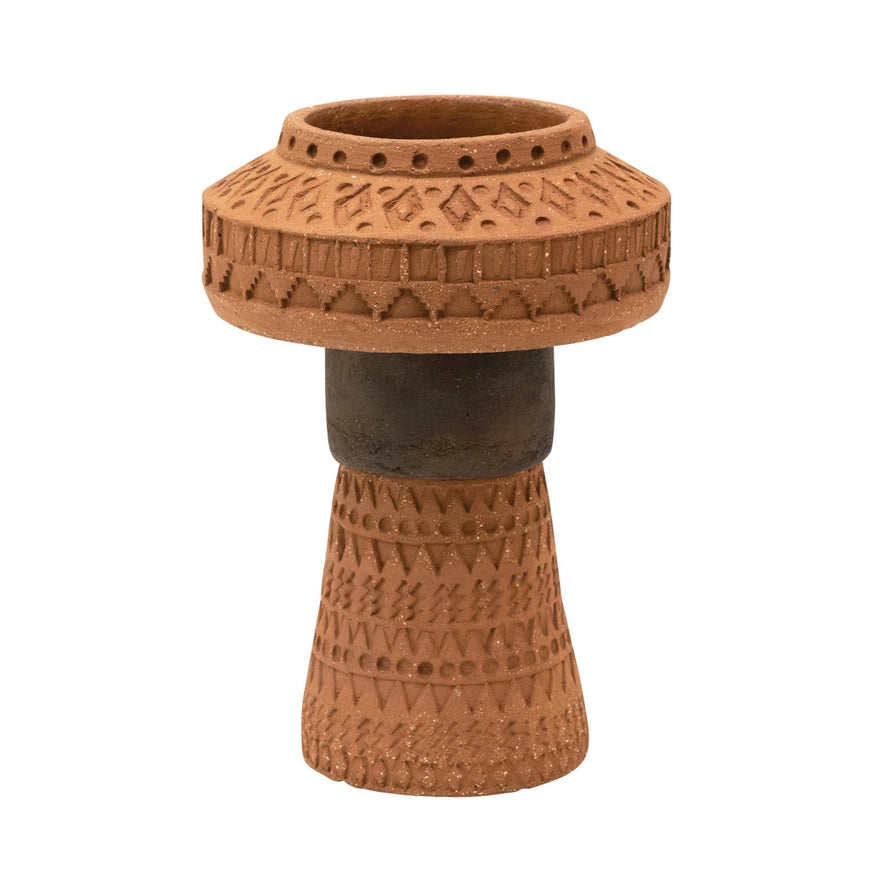 6in Round Debossed Terracotta Vase