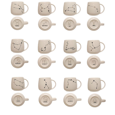 Zodiac Sign Stoneware Mug, 12 Asst